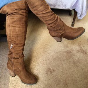 WOMEN's  MADDEN GIRL KNEE HIGH BROWN SUEDE BOOTS BRAND NEW  SIZE 6 1/2